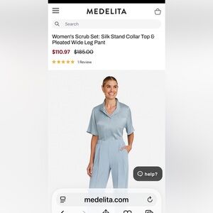 Scrub Set: Silk Top & Pleated Pant-Medium